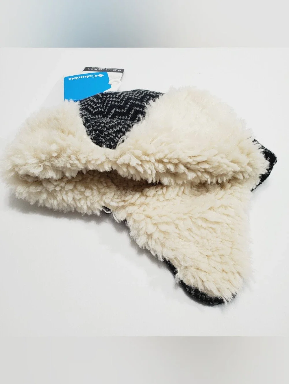 Columbia Youth Winter Trapper Hat Winter's Match With Earflap Black Zigzag XL